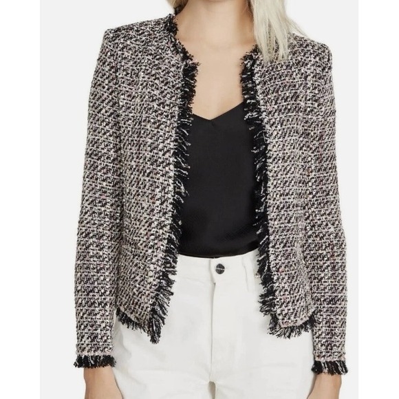 IRO Jackets & Blazers - IRO Paris Shavadispe Metallic Tweed Frayed Boucle Open Front Jacket Size 44